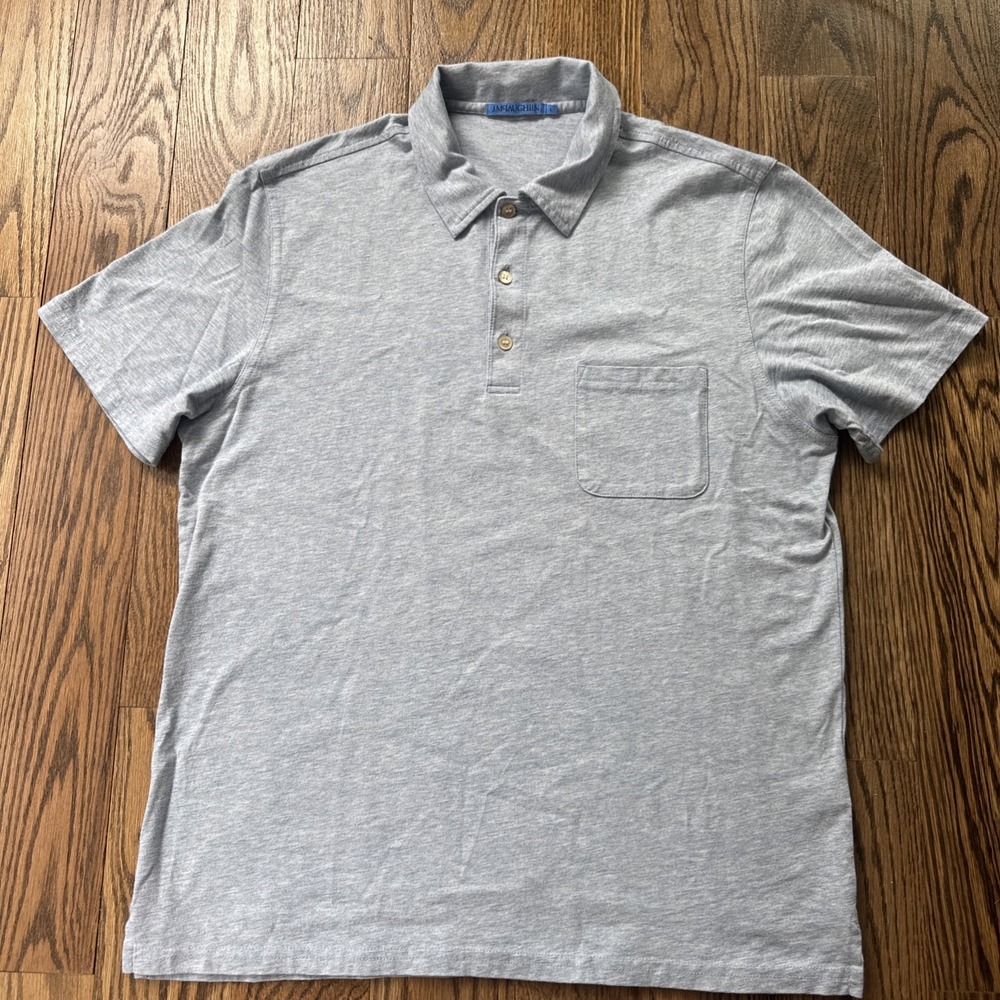 J.McLaughlin Blue Pima Cotton Polo Shirt Pocket Men's Large